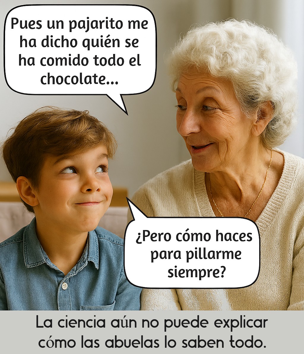 Abuela detectando las travesuras de su nieto gracias a su capacidad de observación
