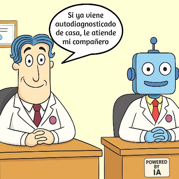 Médico humano y médico-bot para atender a los pacientes ya diagnosticados por IA.