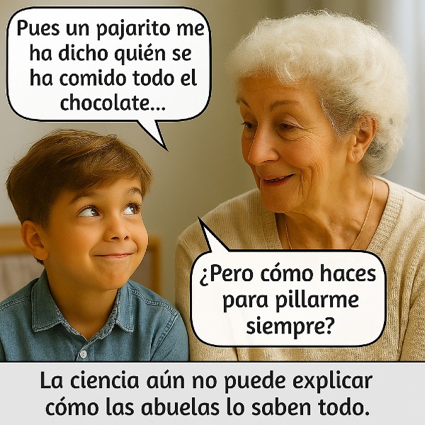 buela detectando las travesuras de su nieto gracias a su capacidad de observación
