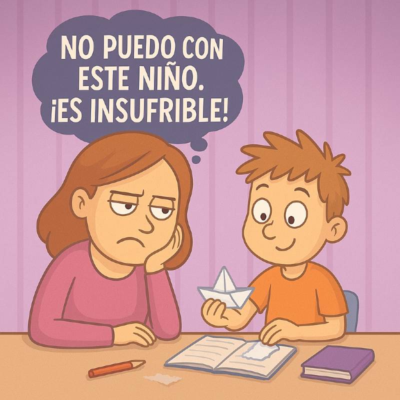 Madre desesperada porque es incapaz de que su hijo se centre en las tareas escolares.