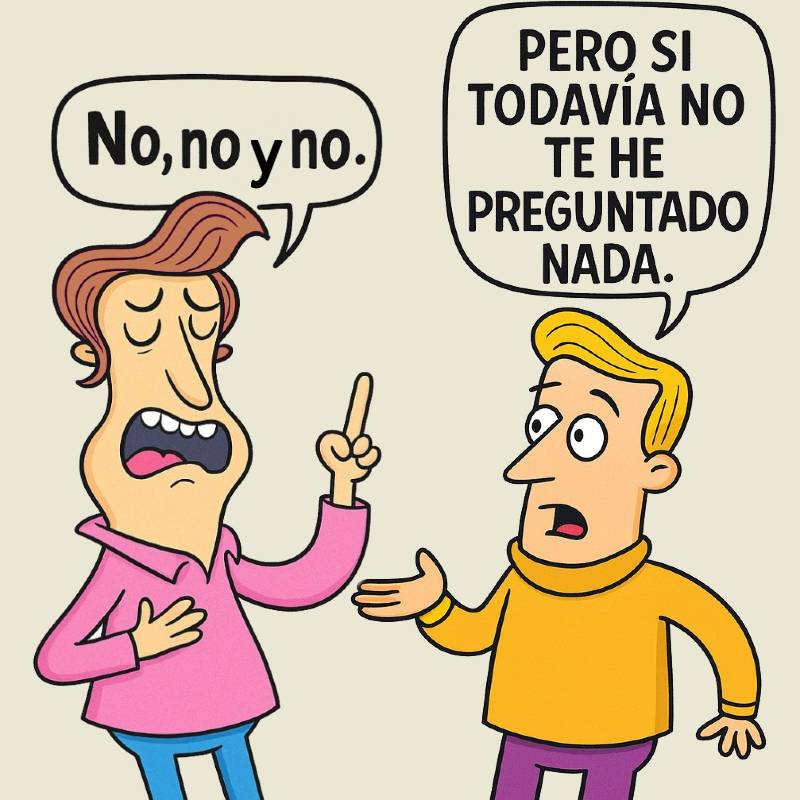 Viñeta que ilustra la asertividad mal entendida.