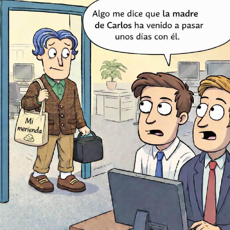 Viñeta humorística sobre la dependencia emocional y la infantilización en adultos.
