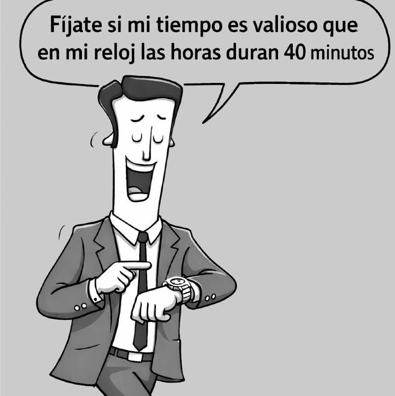 Ilustración que representa una distorsión subjetiva en la percepción del tiempo.