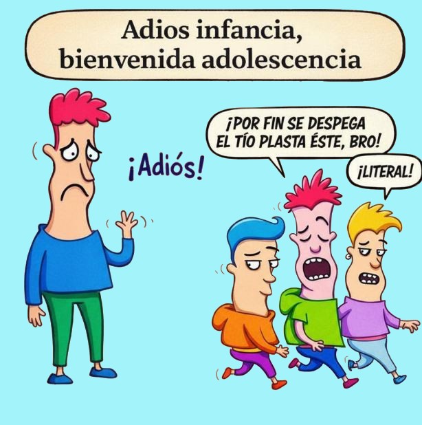 Viñeta cómica que ejemplifica la separación entre padres e hijos propia de la adolescencia.
