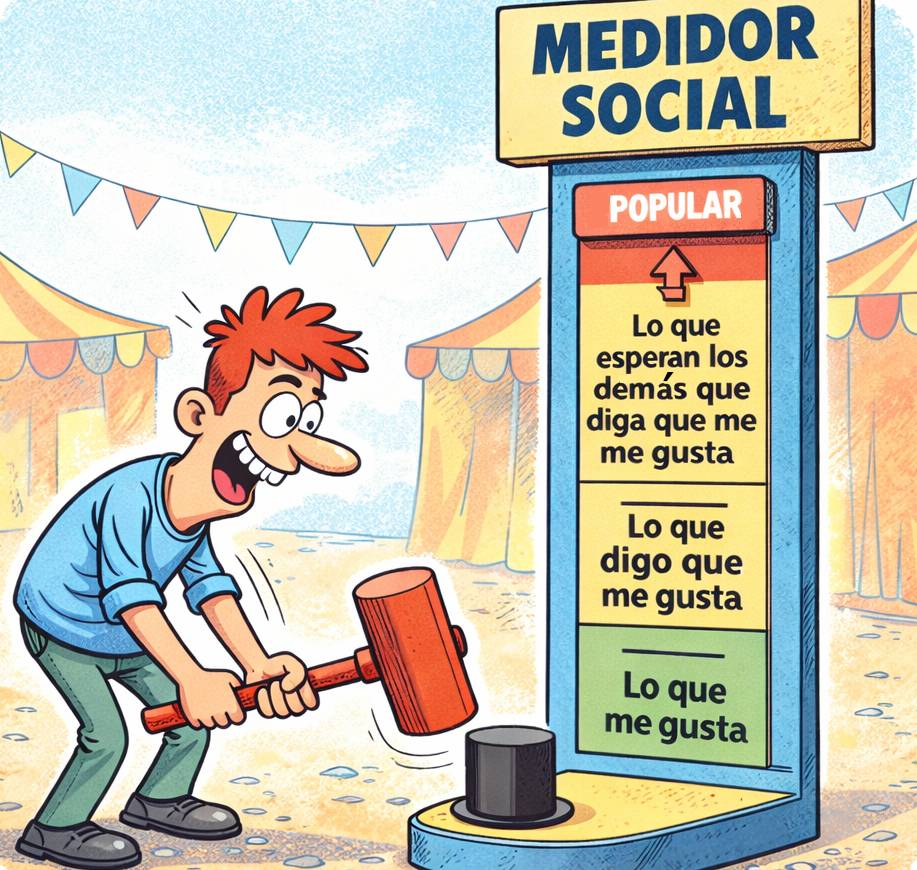 Persona trata de golpear un "medidor social" para conocer su grado de popularidad.