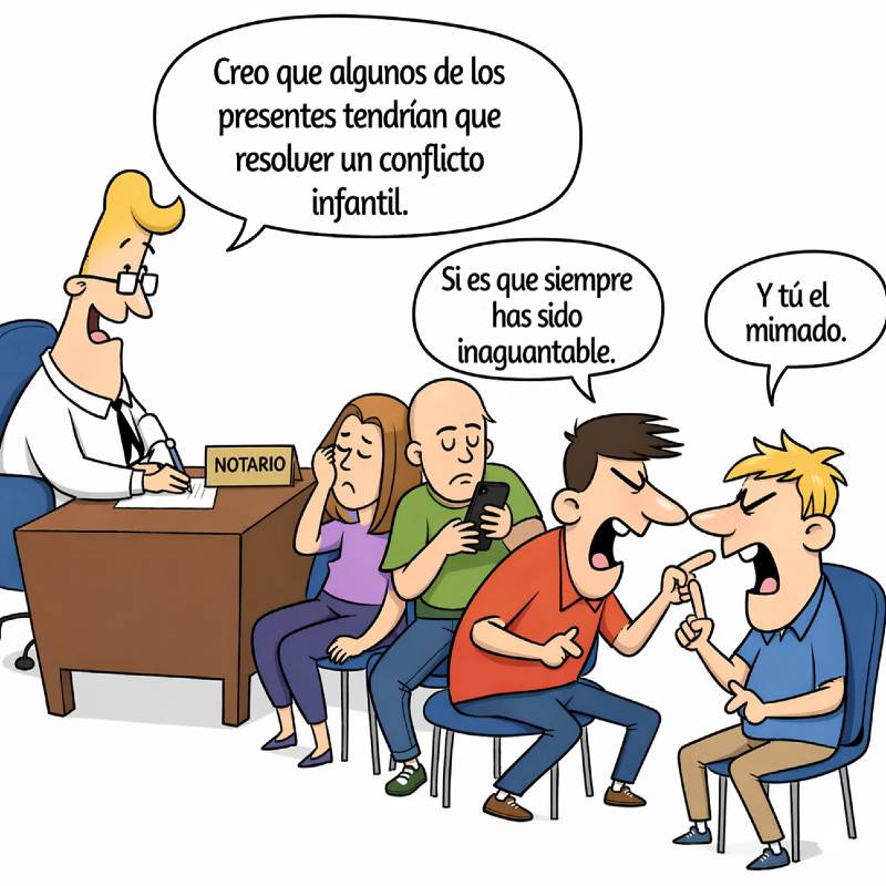 Dos adultos se pelean ante el notario y se echan en cara agravios infantiles