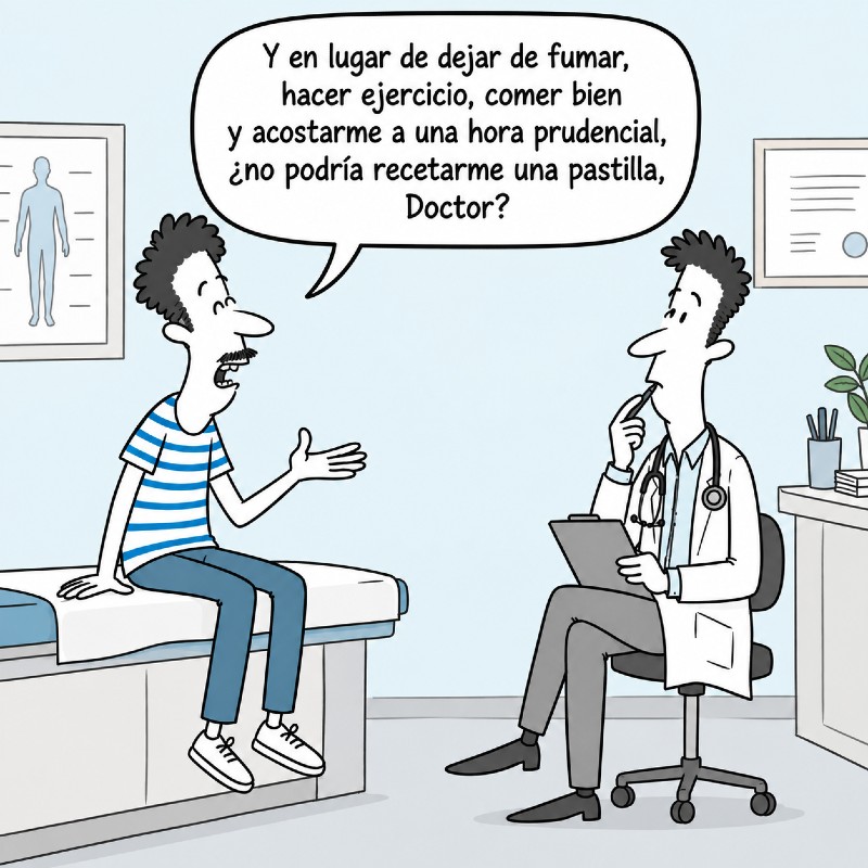 Paciente pide a su médico una pastilla que le evite el tener que cambiar hábitos.