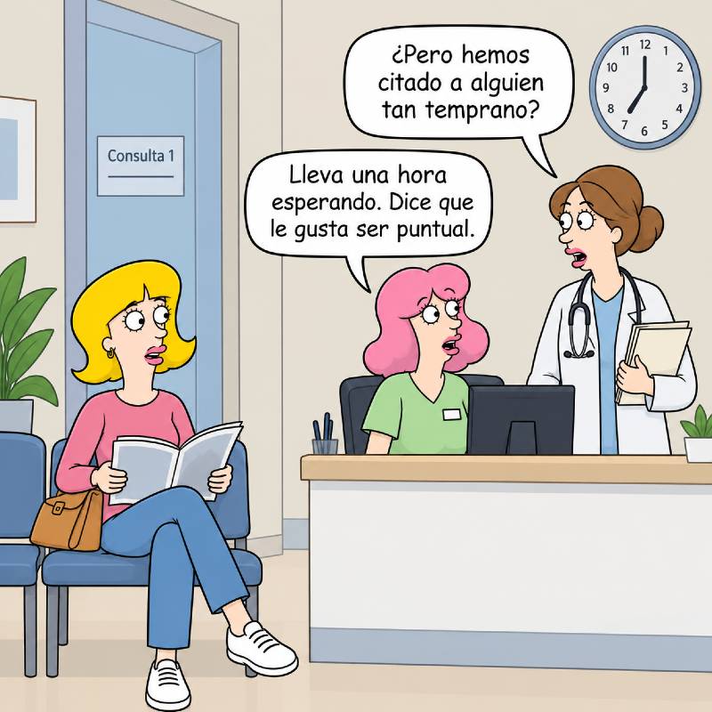 Paciente espera desde muy temprano para asegurarse de llegar puntual a su cita médica.