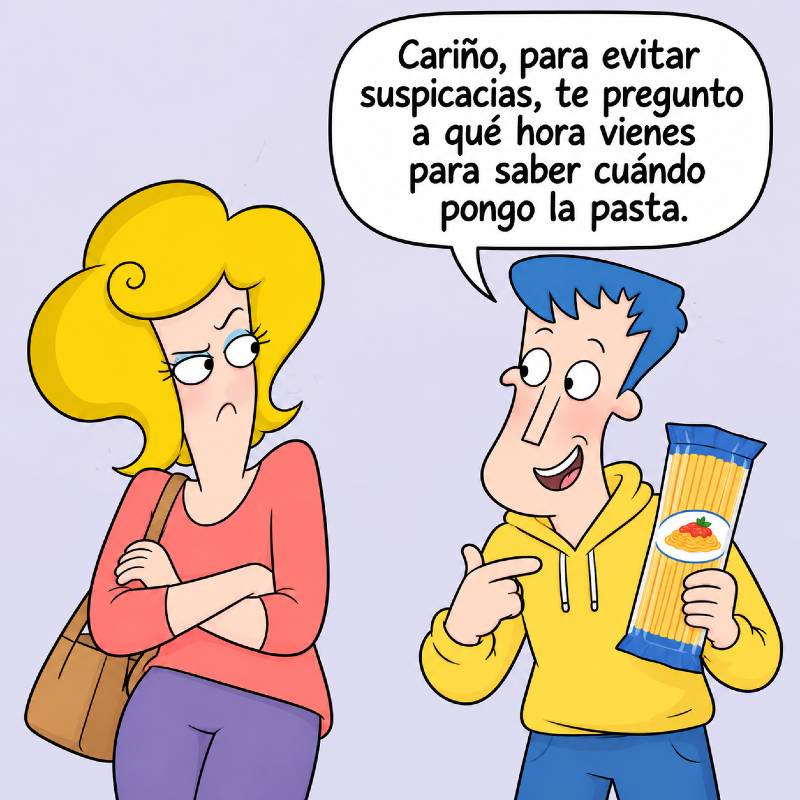 Pareja hablando sobre una pregunta que despierta suspicacias.