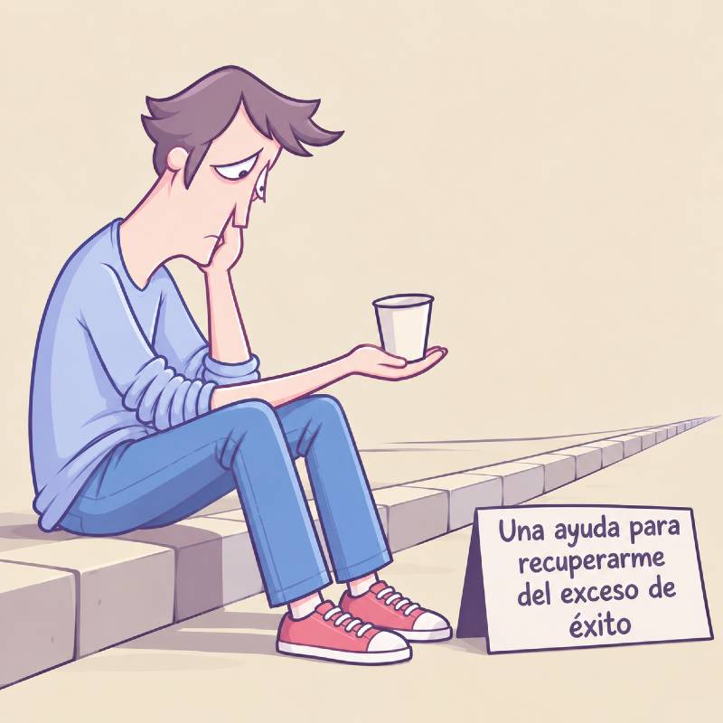 Hombre pide ayuda para recuperarse del exceso de éxito.